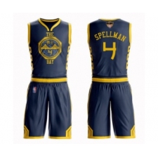 Youth Golden State Warriors #4 Omari Spellman Swingman Navy Blue Basketball Suit Jersey - City Edition