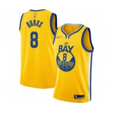 Men's Golden State Warriors #8 Alec Burks Authentic Gold Finished Basketball Jersey - Statement Edition