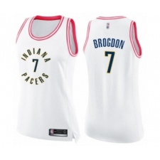Women's Indiana Pacers #7 Malcolm Brogdon Swingman White Pink Fashion Basketball Jersey