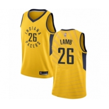 Men's Indiana Pacers #26 Jeremy Lamb Authentic Gold Basketball Jersey Statement Edition