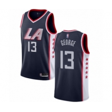 Men's Los Angeles Clippers #13 Paul George Authentic Navy Blue Basketball Jersey - City Edition