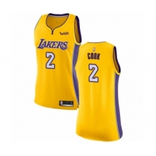 Women's Los Angeles Lakers #2 Quinn Cook Authentic Gold Basketball Jersey - Icon Edition