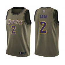Youth Los Angeles Lakers #2 Quinn Cook Swingman Green Salute to Service Basketball Jersey