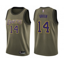 Youth Los Angeles Lakers #14 Danny Green Swingman Green Salute to Service Basketball Jersey