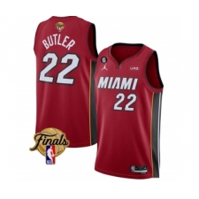 Men's Miami Heat #22 Jimmy Butler Red 2023 Finals Statement Edition With NO.6 Stitched Basketball Jersey