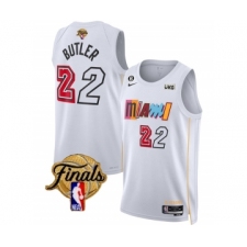 Men's Miami Heat #22 Jimmy Butler White 2023 Finals City Edition With NO.6 Stitched Basketball Jersey