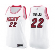 Women's Miami Heat #22 Jimmy Butler Swingman White Pink Fashion Basketball Jersey