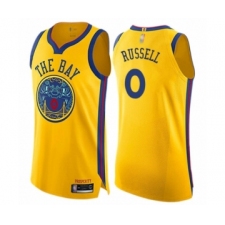 Men's Golden State Warriors #0 D'Angelo Russell Authentic Gold Basketball Jersey - City Edition