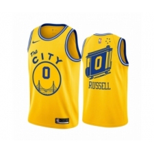 Men's Golden State Warriors #0 D'Angelo Russell Authentic Gold Hardwood Classics Basketball Jersey - The City Classic Edition