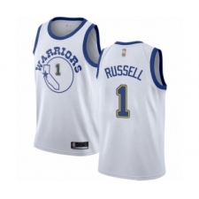 Men's Golden State Warriors #1 D'Angelo Russell Authentic White Hardwood Classics Basketball Jersey