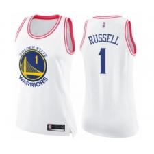 Women's Golden State Warriors #1 D'Angelo Russell Swingman White Pink Fashion Basketball Jersey