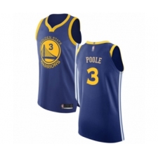 Men's Golden State Warriors #3 Jordan Poole Authentic Royal Blue Basketball Jersey - Icon Edition