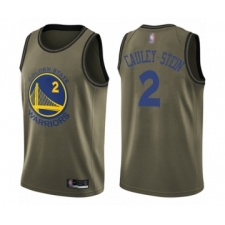Youth Golden State Warriors #2 Willie Cauley-Stein Swingman Green Salute to Service Basketball Jersey