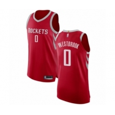 Men's Houston Rockets #0 Russell Westbrook Authentic Red Basketball Jersey - Icon Edition