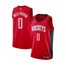 Men's Houston Rockets #0 Russell Westbrook Authentic Red Finished Basketball Jersey - Icon Edition