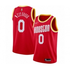 Men's Houston Rockets #0 Russell Westbrook Authentic Red Hardwood Classics Finished Basketball Jersey