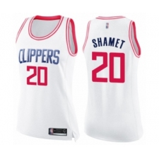 Women's Los Angeles Clippers #20 Landry Shamet Swingman White Pink Fashion Basketball Jersey