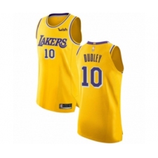 Men's Los Angeles Lakers #10 Jared Dudley Authentic Gold Basketball Jersey - Icon Edition