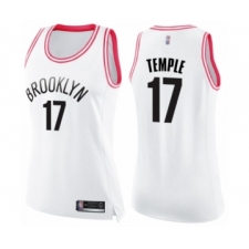 Women's Brooklyn Nets #17 Garrett Temple Swingman White Pink Fashion Basketball Jersey