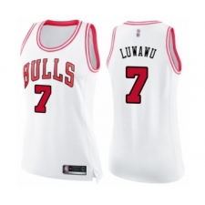 Women's Chicago Bulls #7 Timothe Luwawu Swingman Whit Pink Fashion Basketball Jerse