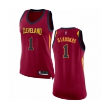 Women's Cleveland Cavaliers #1 Nik Stauskas Authentic Maroon Basketball Jersey - Icon Edition