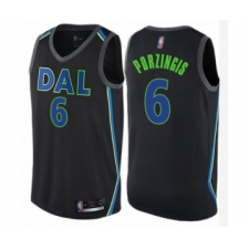Men's Dallas Mavericks #6 Kristaps Porzingis Authentic Black Basketball Jersey - City Edition