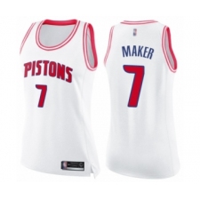 Women's Detroit Pistons #7 Thon Maker Swingman White Pink Fashion Basketball Jersey