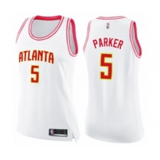 Women's Atlanta Hawks #5 Jabari Parker Swingman White Pink Fashion Basketball Jerse