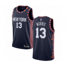 Men's New York Knicks #13 Marcus Morris Authentic Navy Blue Basketball Jersey - 2018-19 City Edition
