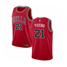 Women's Chicago Bulls #21 Thaddeus Young Authentic Red Basketball Jersey - Icon Edition