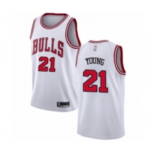 Women's Chicago Bulls #21 Thaddeus Young Authentic White Basketball Jersey - Association Edition