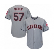 Men's Cleveland Indians #57 Shane Bieber Replica Grey Road Cool Base Baseball Jersey
