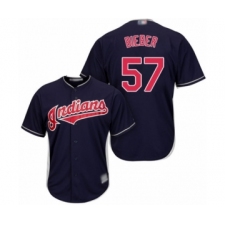 Youth Cleveland Indians #57 Shane Bieber Authentic Navy Blue Alternate 1 Cool Base Baseball Jersey