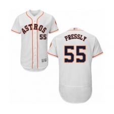 Men's Houston Astros #55 Ryan Pressly White Home Flex Base Authentic Collection Baseball Jersey