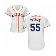 Women's Houston Astros #55 Ryan Pressly Authentic White Home Cool Base Baseball Jersey