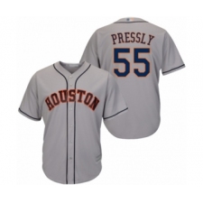 Youth Houston Astros #55 Ryan Pressly Authentic Grey Road Cool Base Baseball Jersey