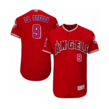 Men's Los Angeles Angels of Anaheim #9 Tommy La Stella Red Alternate Flex Base Authentic Collection Baseball Jersey