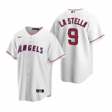 Men's Nike Los Angeles Angels #9 Tommy La Stella White Home Stitched Baseball Jersey
