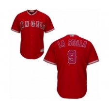 Youth Los Angeles Angels of Anaheim #9 Tommy La Stella Authentic Red Alternate Cool Base Baseball Jersey