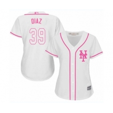 Women's New York Mets #39 Edwin Diaz Authentic White Fashion Cool Base Baseball Jersey