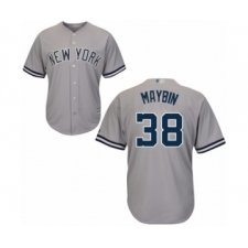Men's New York Yankees #38 Cameron Maybin Replica Grey Road Baseball Jersey