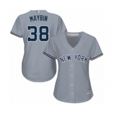 Women's New York Yankees #38 Cameron Maybin Authentic Grey Road Baseball Jersey
