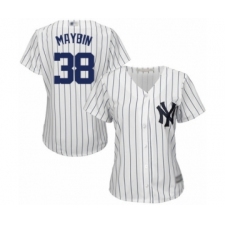 Women's New York Yankees #38 Cameron Maybin Authentic White Home Baseball Jersey