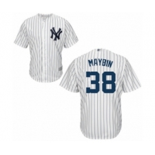 Youth New York Yankees #38 Cameron Maybin Authentic White Home Baseball Jersey