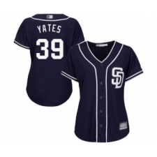 Women's San Diego Padres #39 Kirby Yates Authentic Navy Blue Alternate 1 Cool Base Baseball Jersey