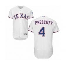 Men's Texas Rangers #4 Dak Prescott White Home Flex Base Authentic Collection Baseball Jersey
