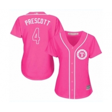 Women's Texas Rangers #4 Dak Prescott Authentic Pink Fashion Cool Base Baseball Jersey