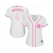 Women's Texas Rangers #4 Dak Prescott Authentic White Fashion Cool Base Baseball Jersey