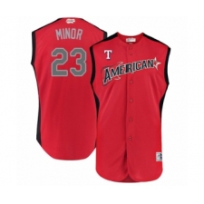 Youth Texas Rangers #23 Mike Minor Authentic Red American League 2019 Baseball All-Star Jersey