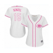 Women's Cincinnati Reds #15 Nick Senzel Authentic White Fashion Cool Base Baseball Jersey